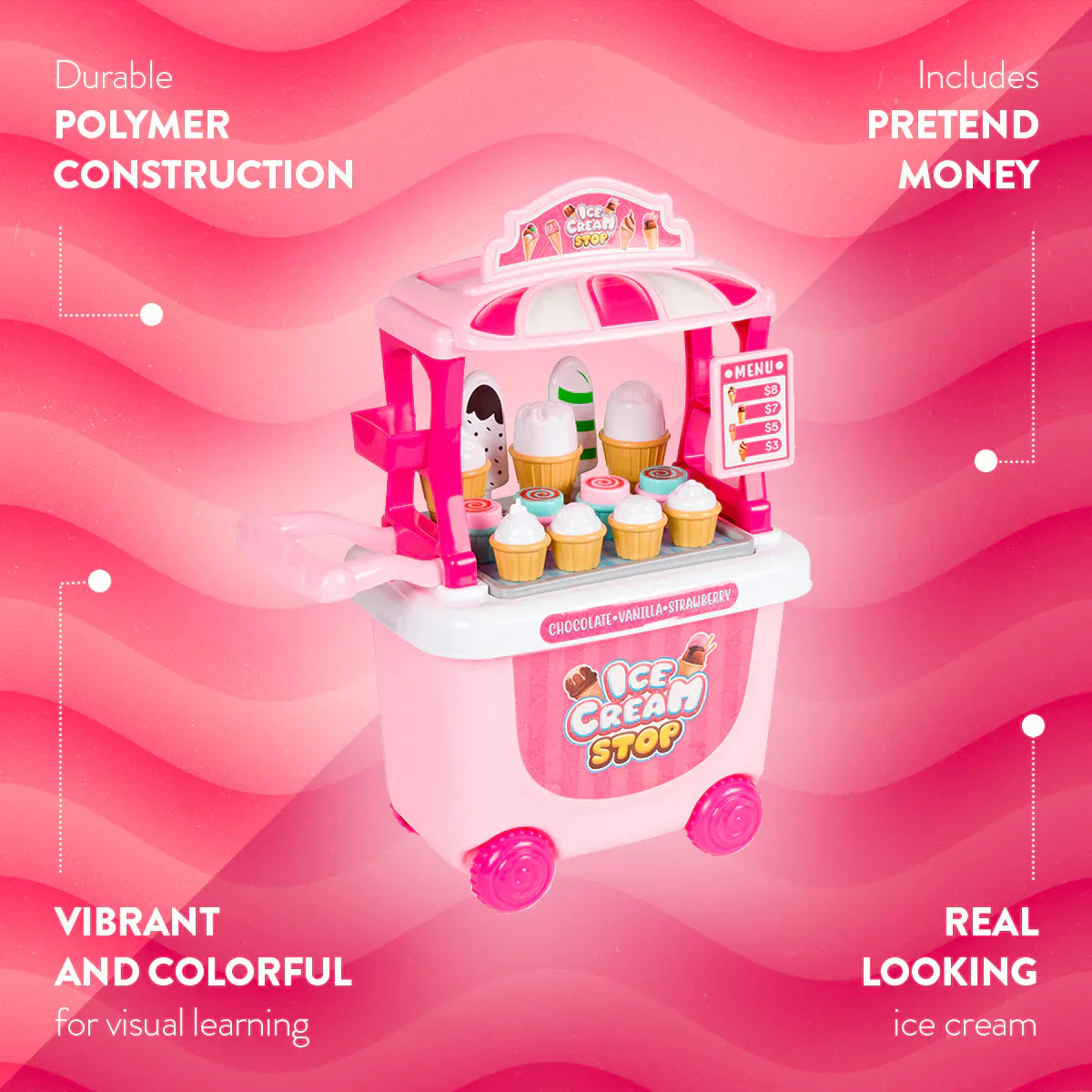 Ice Cream Cart Playset – Kids Dessert Shop & Treat Trolley