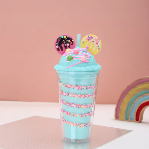 Ice Cream Parfait Tumbler – Insulated Sipper Cup with Straw