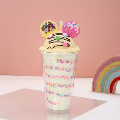 Ice Cream Parfait Tumbler – Insulated Sipper Cup with Straw